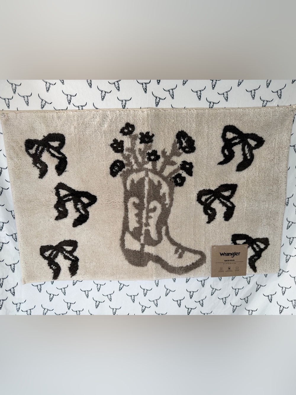 Wrangler Beige and Black Cowboy Boot Accent Door Mat